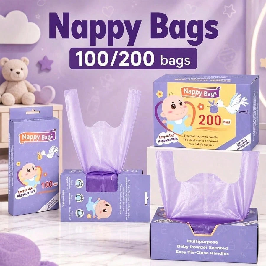 100/200Pcs Disposable Diaper Bags, Scented Portable Diaper Storage Bags, Hanging Diaper Bag Accessories, Diaper Trash Bags Or Pet Waste Bags, Diaper Bag Series, Baby Gift