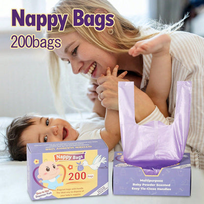 100/200Pcs Disposable Diaper Bags, Scented Portable Diaper Storage Bags, Hanging Diaper Bag Accessories, Diaper Trash Bags Or Pet Waste Bags, Diaper Bag Series, Baby Gift