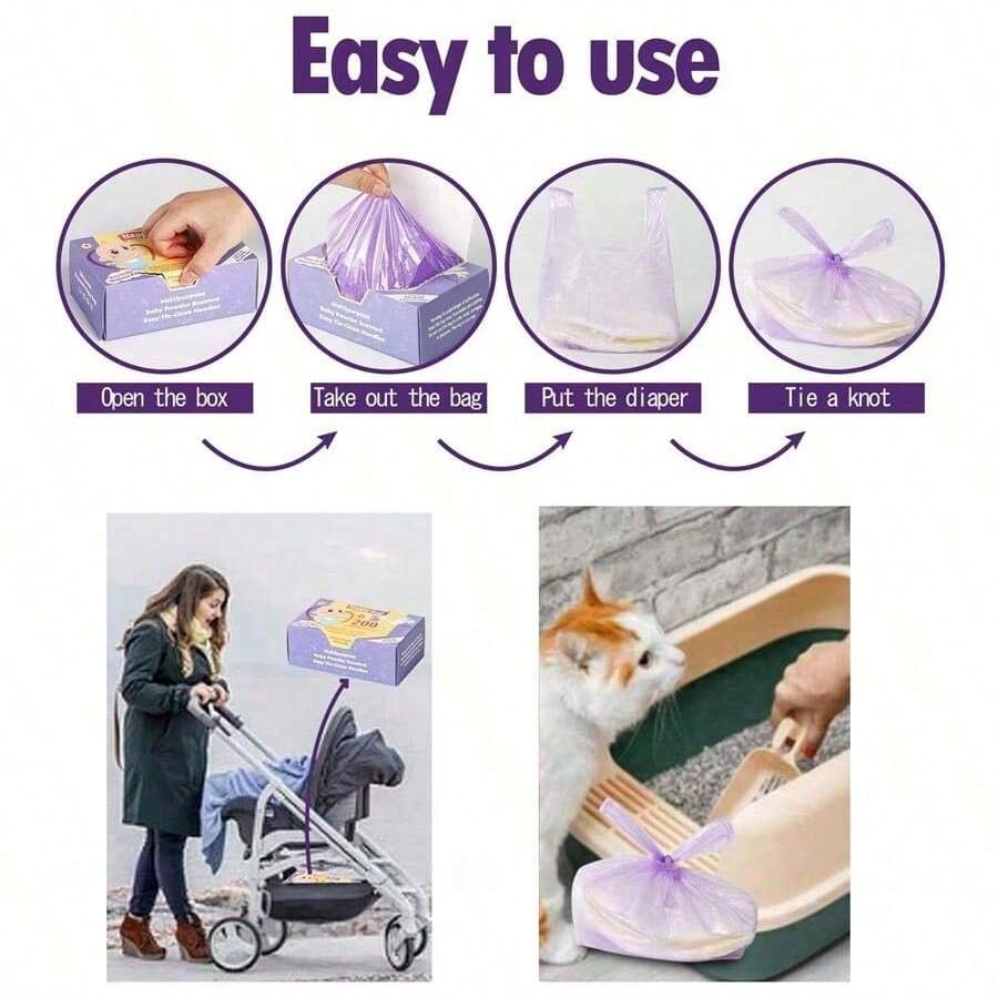 100/200Pcs Disposable Diaper Bags, Scented Portable Diaper Storage Bags, Hanging Diaper Bag Accessories, Diaper Trash Bags Or Pet Waste Bags, Diaper Bag Series, Baby Gift