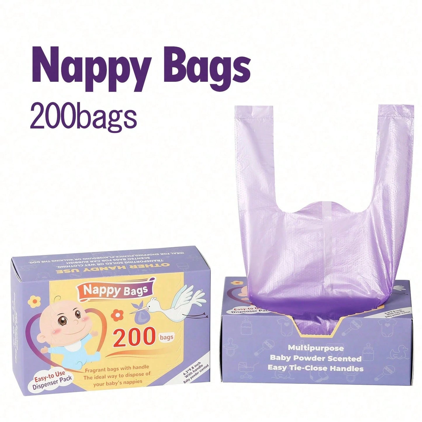 100/200Pcs Disposable Diaper Bags, Scented Portable Diaper Storage Bags, Hanging Diaper Bag Accessories, Diaper Trash Bags Or Pet Waste Bags, Diaper Bag Series, Baby Gift