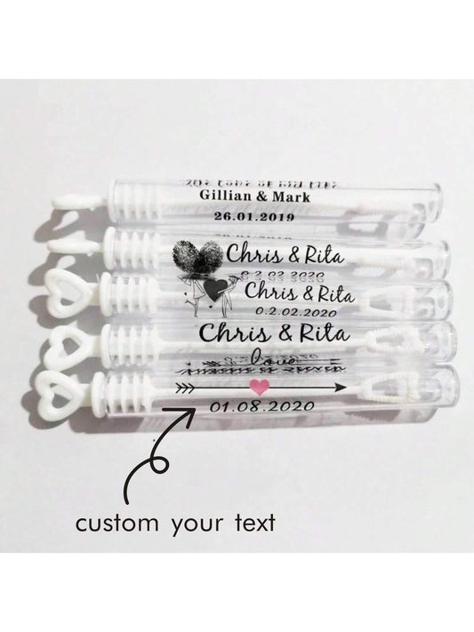 100 Personalized Rectangular Wedding Stickers, Transparent Custom Logo Labels, Names And Date, Adhesive, For Birthday, Party Favors