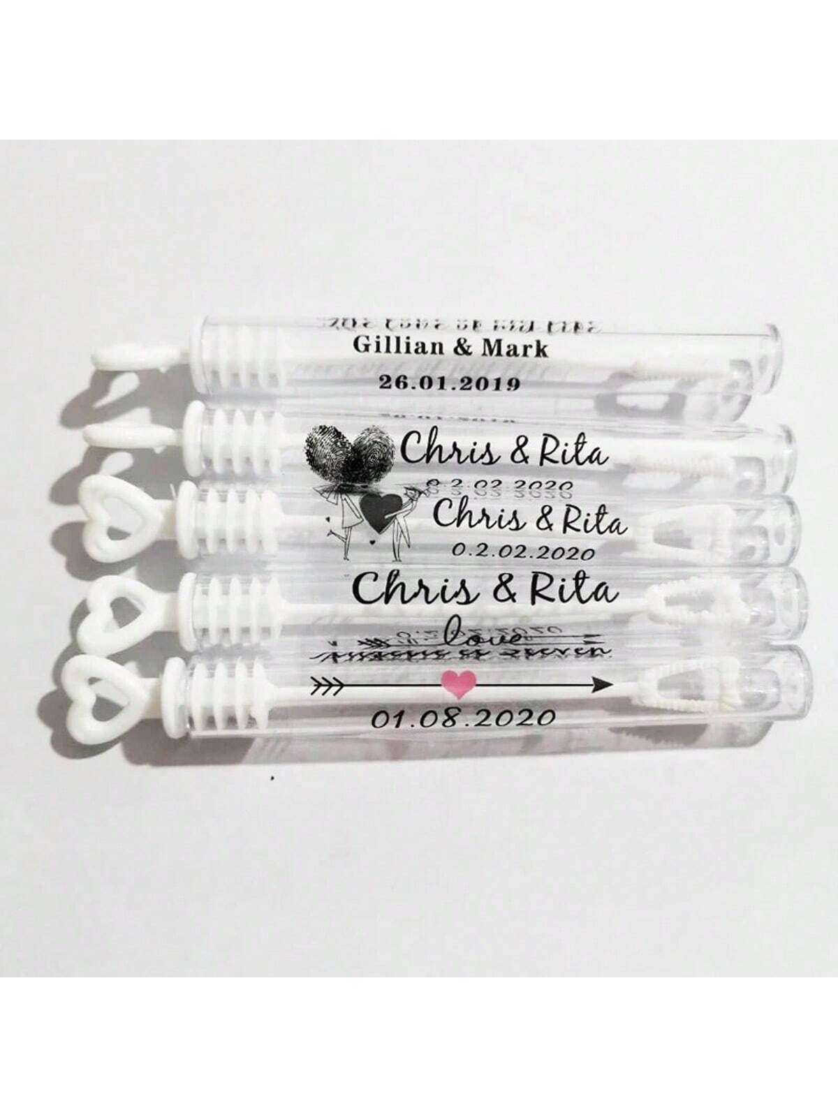 100 Personalized Rectangular Wedding Stickers, Transparent Custom Logo Labels, Names And Date, Adhesive, For Birthday, Party Favors