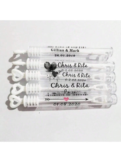 100 Personalized Rectangular Wedding Stickers, Transparent Custom Logo Labels, Names And Date, Adhesive, For Birthday, Party Favors