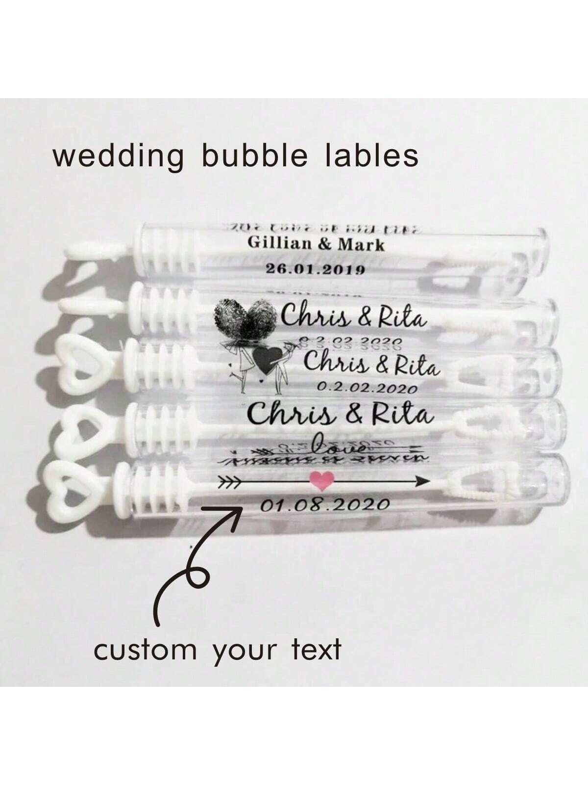 100 Personalized Rectangular Wedding Stickers, Transparent Custom Logo Labels, Names And Date, Adhesive, For Birthday, Party Favors