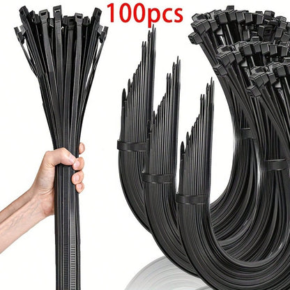 100pcs Heavy Duty Nylon Cable Ties, Waterproof, Non-Slip, Tear-Resistant, Suitable For Home, Office And Automotive Wire Management