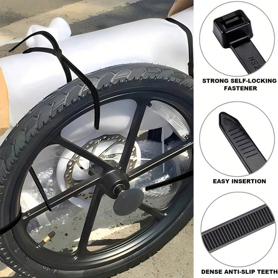 100pcs Heavy Duty Nylon Cable Ties, Waterproof, Non-Slip, Tear-Resistant, Suitable For Home, Office And Automotive Wire Management