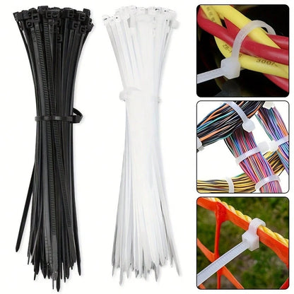 100pcs Heavy Duty Nylon Cable Ties, Waterproof, Non-Slip, Tear-Resistant, Suitable For Home, Office And Automotive Wire Management