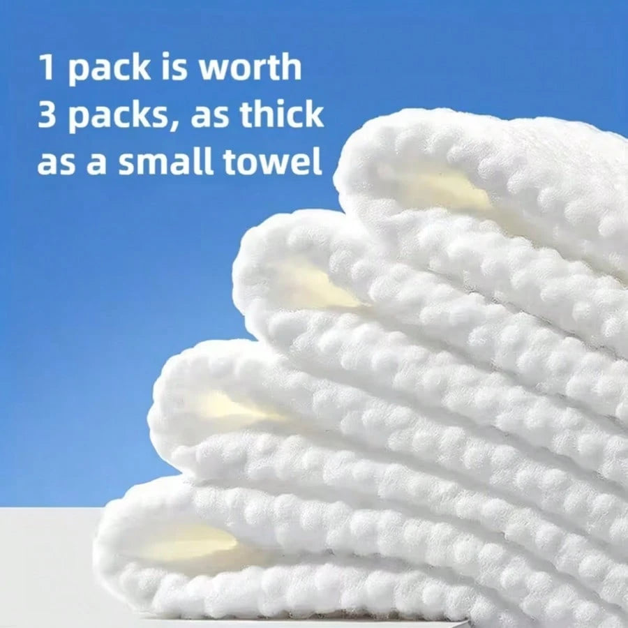 100pcs/Pack Reusable Thickened Facial Tissues, Travel Cleansing Wipes, Dual-Use Wet & Dry Makeup Remover Pads, Soft Fabric