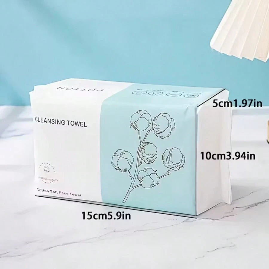 100pcs/Pack Reusable Thickened Facial Tissues, Travel Cleansing Wipes, Dual-Use Wet & Dry Makeup Remover Pads, Soft Fabric