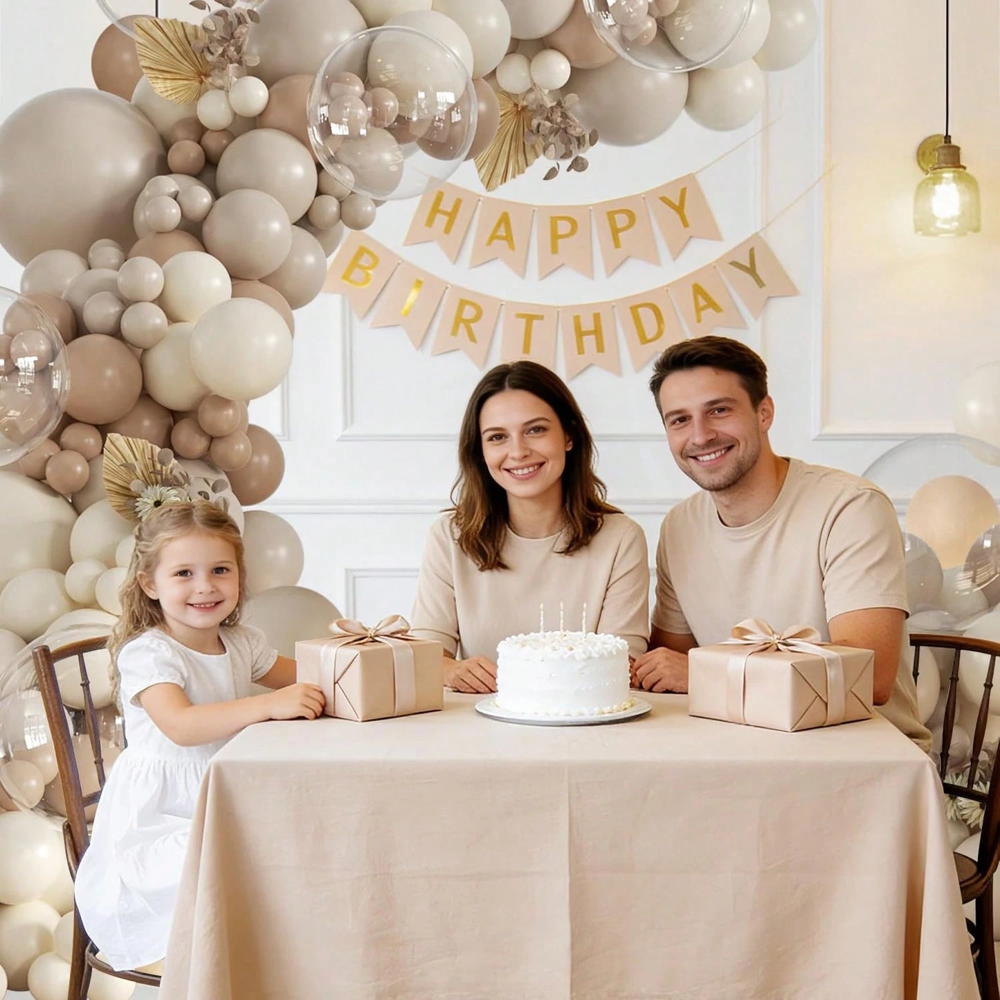 102 Pcs Of Brown, Beige, Sandy White Balloon Arch Set, Bohemian Baby Shower, Bride Shower, Wedding, Boys, Girls, Children's Birthday Party Decoration