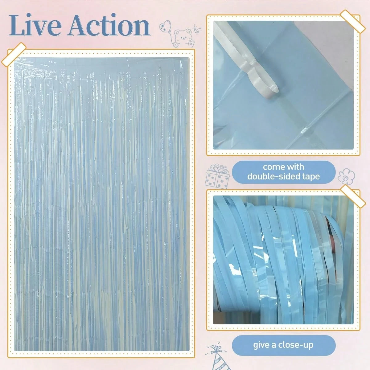 105pcs Light Blue & White Balloon Garland Arch Kit With Light Blue Tassel Curtain, Suitable For Boy, Girl, Kids, Bride, Baby Shower, Birthday, Engagement, Wedding, Winter Wonderland, Dance Party Decor
