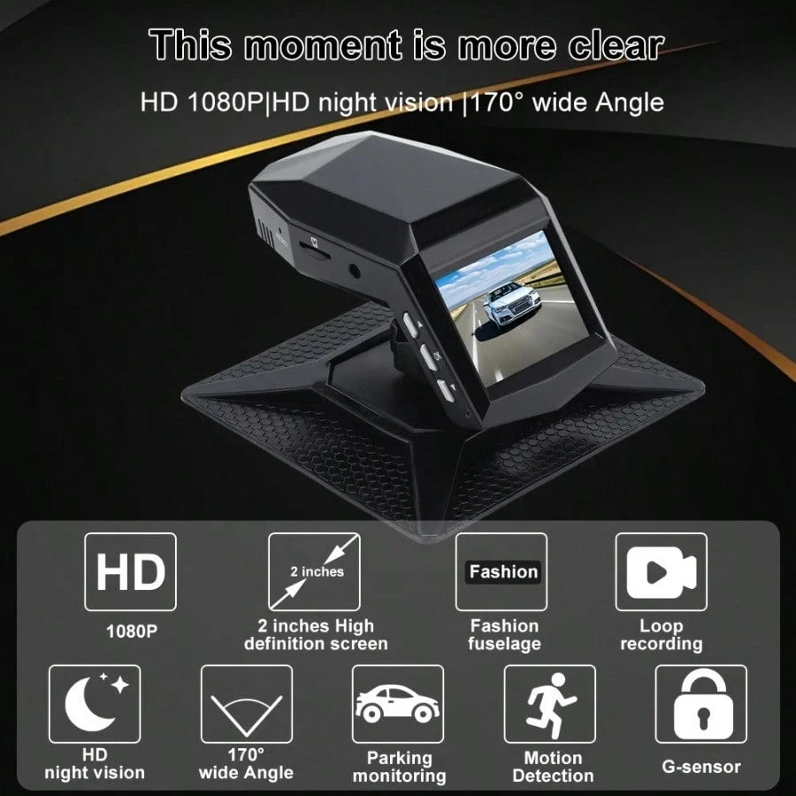 1080P Full HD Dash Camera With Center Console LCD Car DVR, WDR 170° Wide Angle, Night Vision, Parking Monitor, 30fps Frame Rate