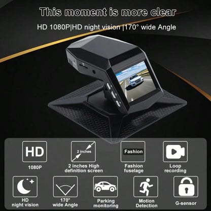 1080P Full HD Dash Camera With Center Console LCD Car DVR, WDR 170° Wide Angle, Night Vision, Parking Monitor, 30fps Frame Rate
