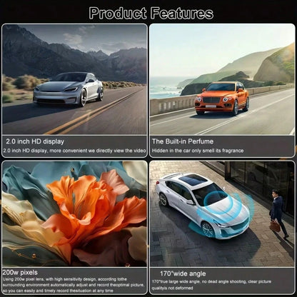 1080P Full HD Dash Camera With Center Console LCD Car DVR, WDR 170° Wide Angle, Night Vision, Parking Monitor, 30fps Frame Rate