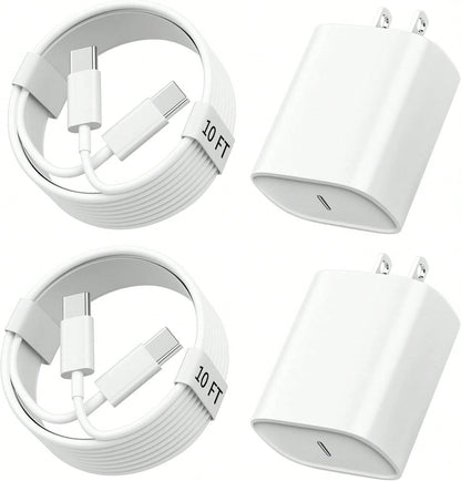 10FT/3M For IPhone 15 16 Charger Fast Charging, 10 FT Long USB C Charger Cord With 20W Type C Phone Fast Charging Block For IPhone 16/16 Pro/16 Pro Max/16 Plus, IPhone 15/15 Pro/15 Pro Max/15 Plus,IPa