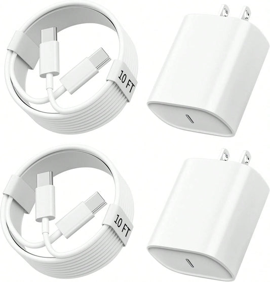 10FT/3M For IPhone 15 16 Charger Fast Charging, 10 FT Long USB C Charger Cord With 20W Type C Phone Fast Charging Block For IPhone 16/16 Pro/16 Pro Max/16 Plus, IPhone 15/15 Pro/15 Pro Max/15 Plus,IPa