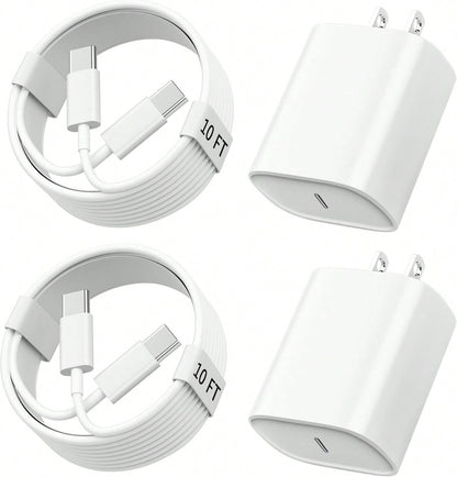 10FT/3M For IPhone 15 16 Charger Fast Charging, 10 FT Long USB C Charger Cord With 20W Type C Phone Fast Charging Block For IPhone 16/16 Pro/16 Pro Max/16 Plus, IPhone 15/15 Pro/15 Pro Max/15 Plus,IPa