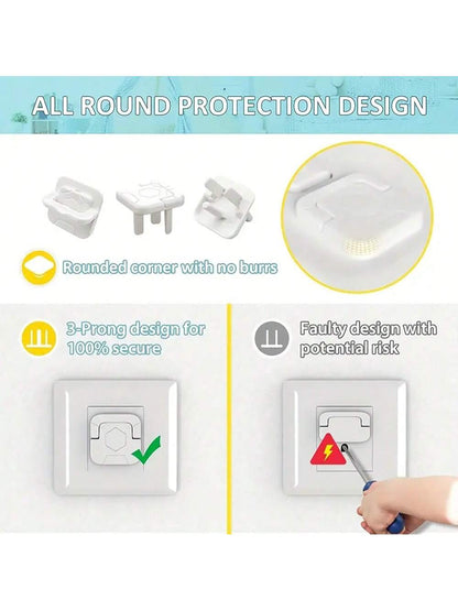 10pcs/15pcs US Standard 2-Prong/3-Prong Outlet Covers, Insulated Protective Caps, Anti-Electric Shock Baby Plug Covers, Child Safety