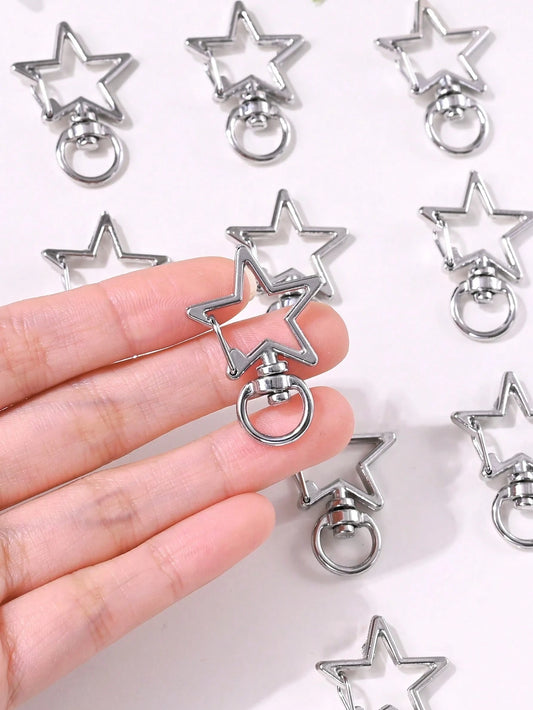 10pcs Fashionable Simple Star Clasp Hook Diy Keychain Material Accessories