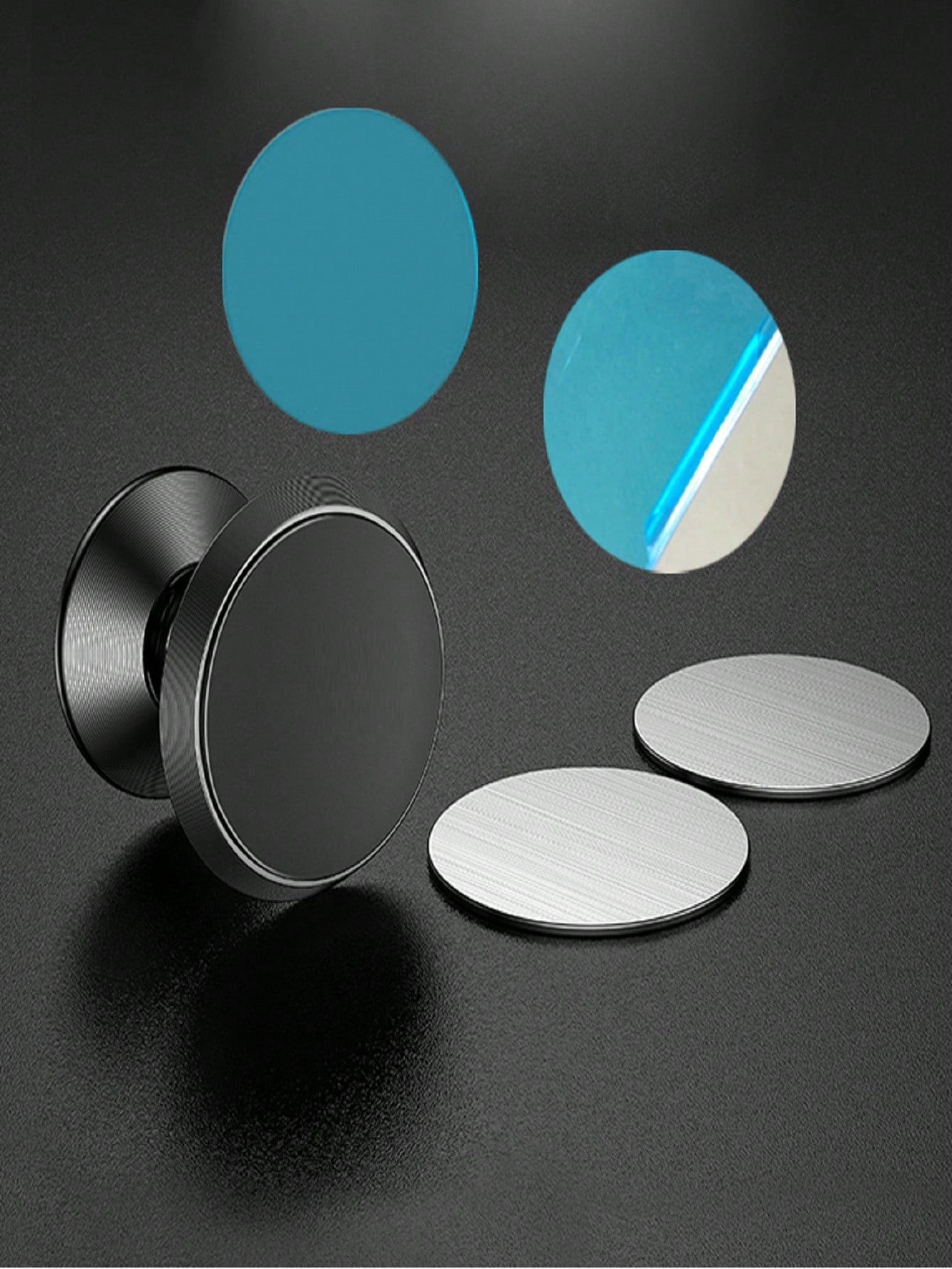 10pcs Round Bracket Magnetic Sheet Magnet Metal Plate Car Mobile Phone Holder Compatible With IPhone, Android Phone, Gift For Birthday, Family, Friends Push-Pull Phone Grip, Phone Accessories