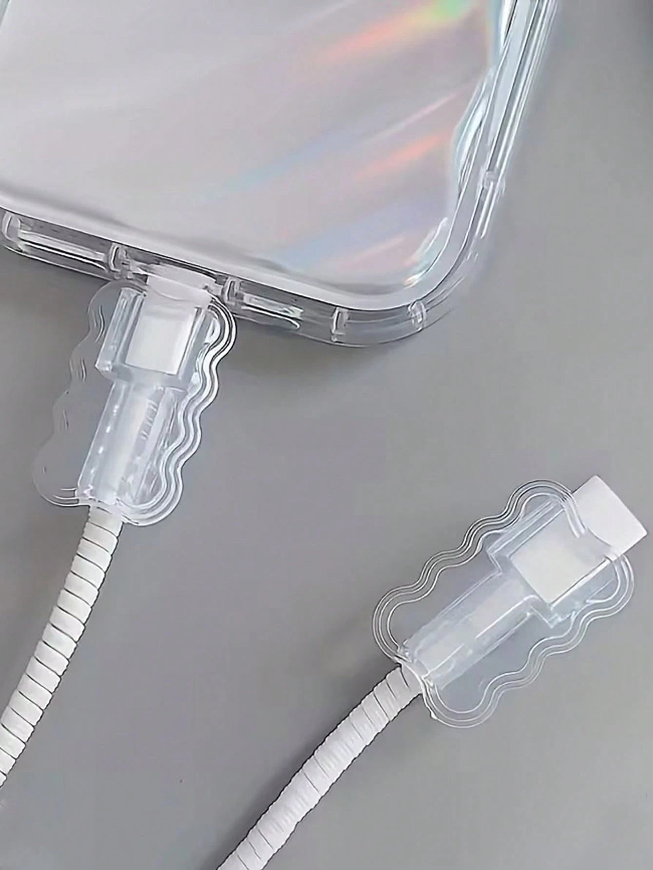 10pcs Transparent Wavy Phone Data Cable Protector, Suitable For IPhone, Smartphone And Tablet- Thickened Data Cable Protector, Phone Charging Cable Protector, TPU Material Soft Protection, Battery No