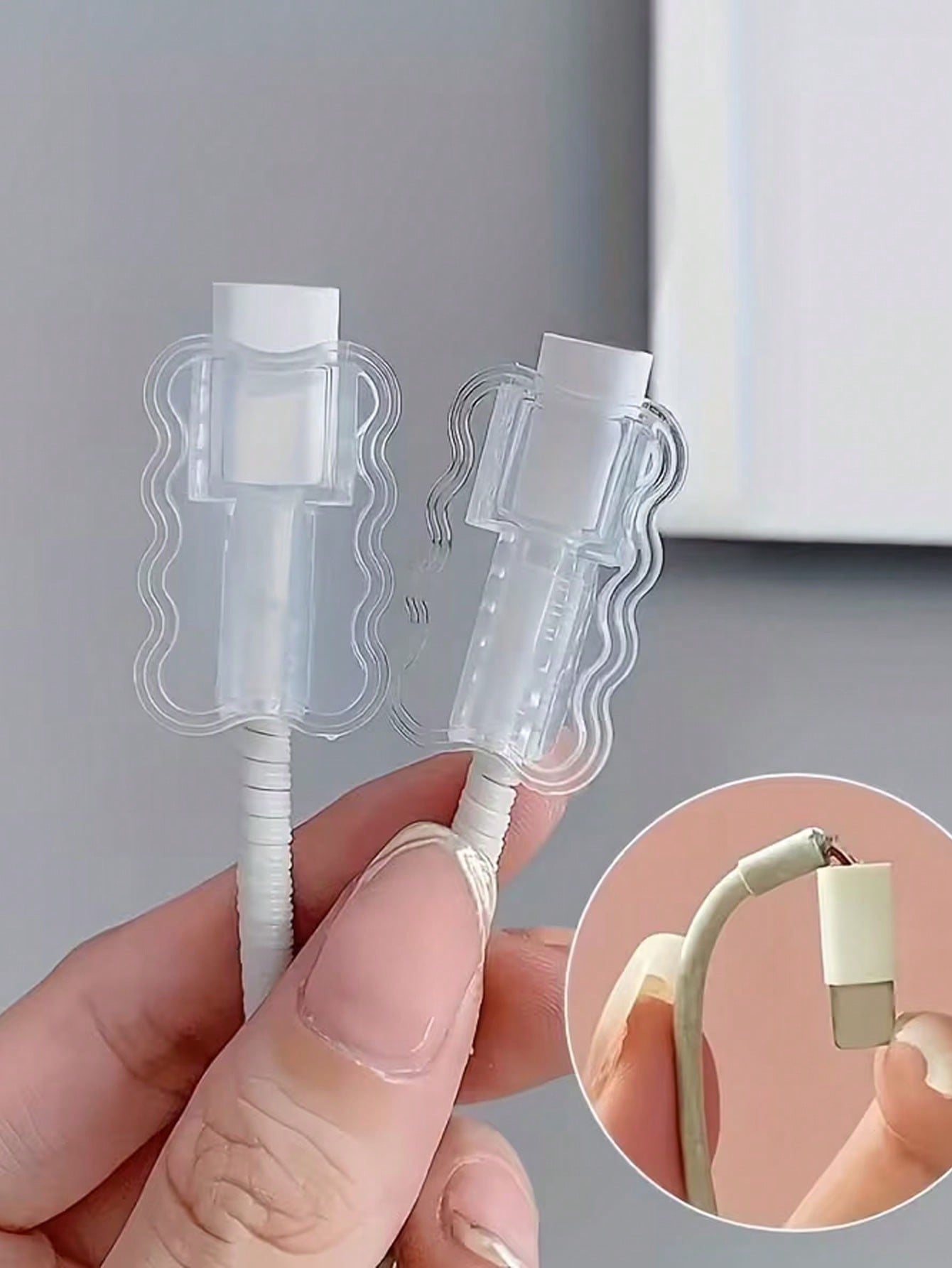 10pcs Transparent Wavy Phone Data Cable Protector, Suitable For IPhone, Smartphone And Tablet- Thickened Data Cable Protector, Phone Charging Cable Protector, TPU Material Soft Protection, Battery No