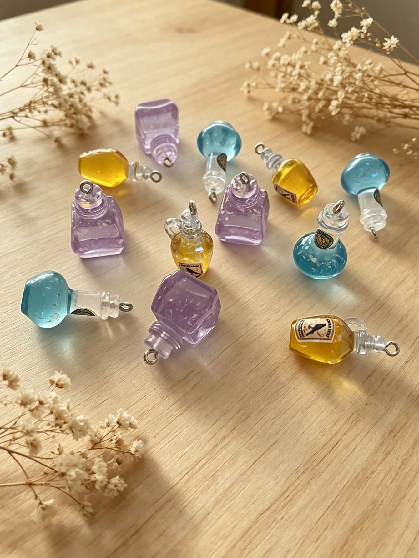 10pcs Vintage Magic Potion Bottle Shaped Pendants For DIY Jewelry Making, Suitable For DIY Necklaces, Earrings, Keychains, Bag Charms, Hair Accessories, Dollhouse Decor