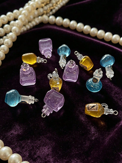 10pcs Vintage Magic Potion Bottle Shaped Pendants For DIY Jewelry Making, Suitable For DIY Necklaces, Earrings, Keychains, Bag Charms, Hair Accessories, Dollhouse Decor