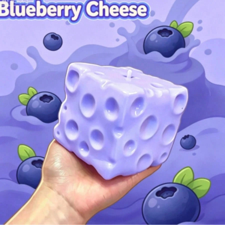 11CM Strawberry & Blueberry Plaid Square Slow Rebound Squeeze Toy, Soft Dumpling Texture Cheese Shape, Anxiety Relief Desktop Ornament, Stress Relief Fingertip Toy For Teens And Adults, Suitable For D