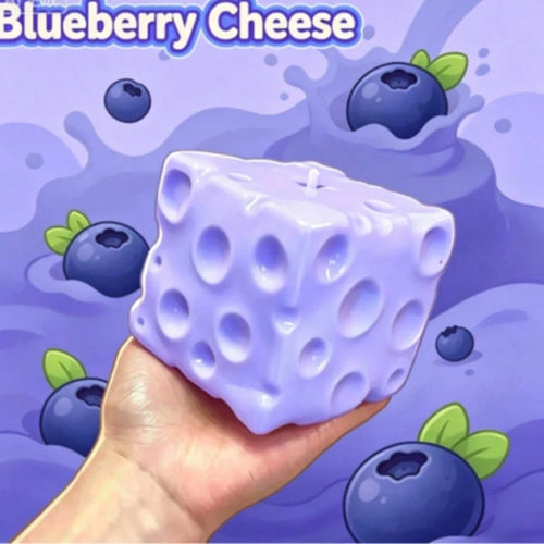 11CM Strawberry & Blueberry Plaid Square Slow Rebound Squeeze Toy, Soft Dumpling Texture Cheese Shape, Anxiety Relief Desktop Ornament, Stress Relief Fingertip Toy For Teens And Adults, Suitable For D