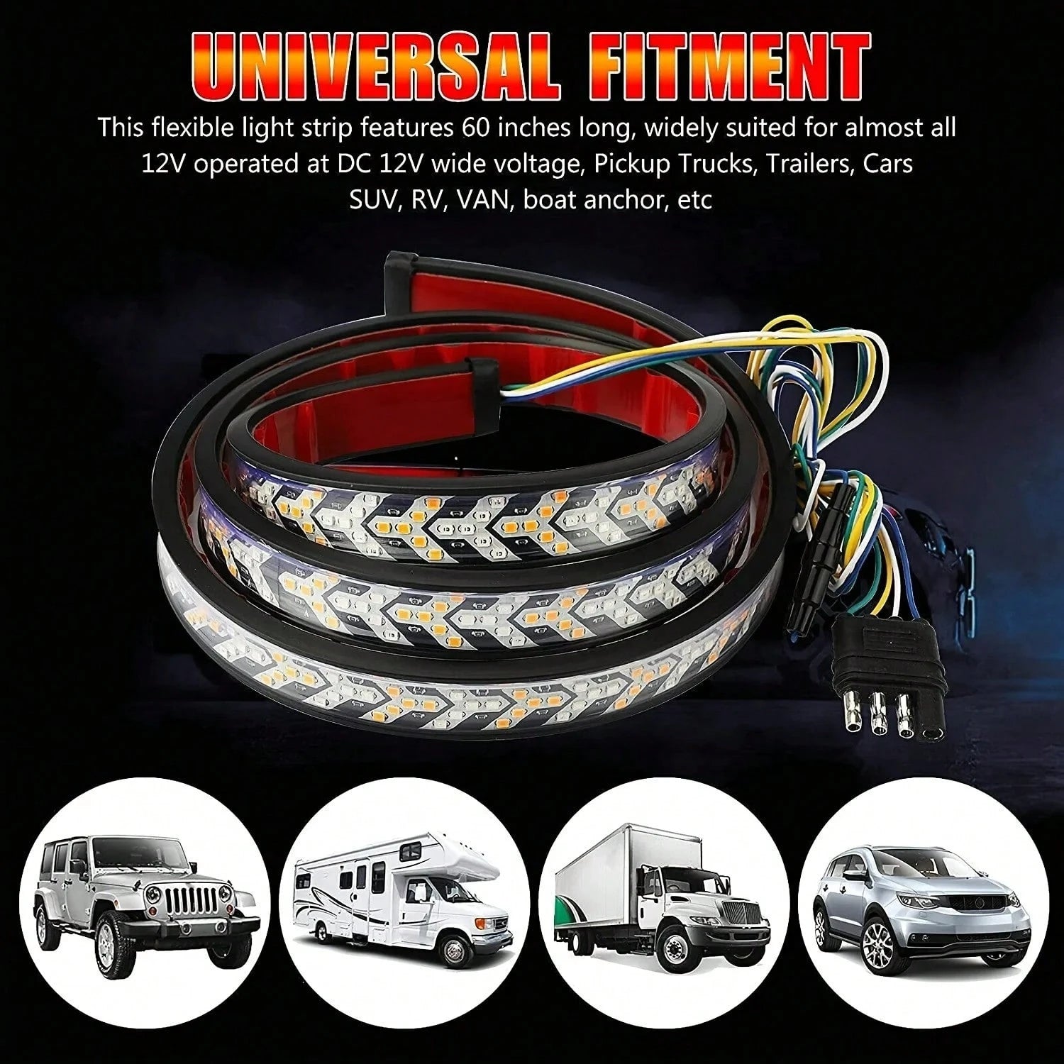 12-24V LED Tailgate Light Bar For Pickup Trucks, Dynamic Turn Signal Brake Reverse Tail Lights