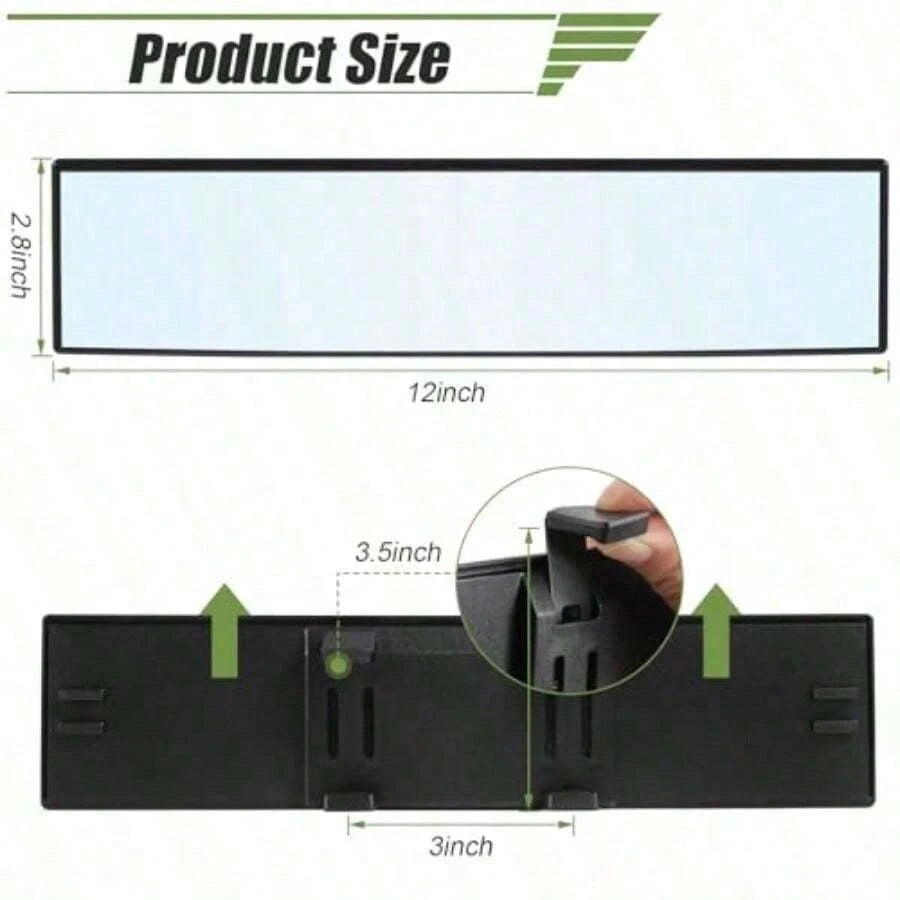 12-Inch Universal Wide Angle Rear View Mirror Accessories, Convex Panoramic Clip-On Rearview Mirror Suitable, SUVs, Trucks And Other Vehicles
