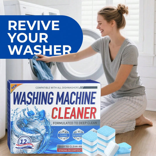 12-Pack Washing Machine Cleaning Tablets- Deep Cleaning Washing Machine Cleaning Tablets For Upper Doors, Front Doors And HE Washing Machines- Cleaning Drums, Cylinder Seals And Other Components For