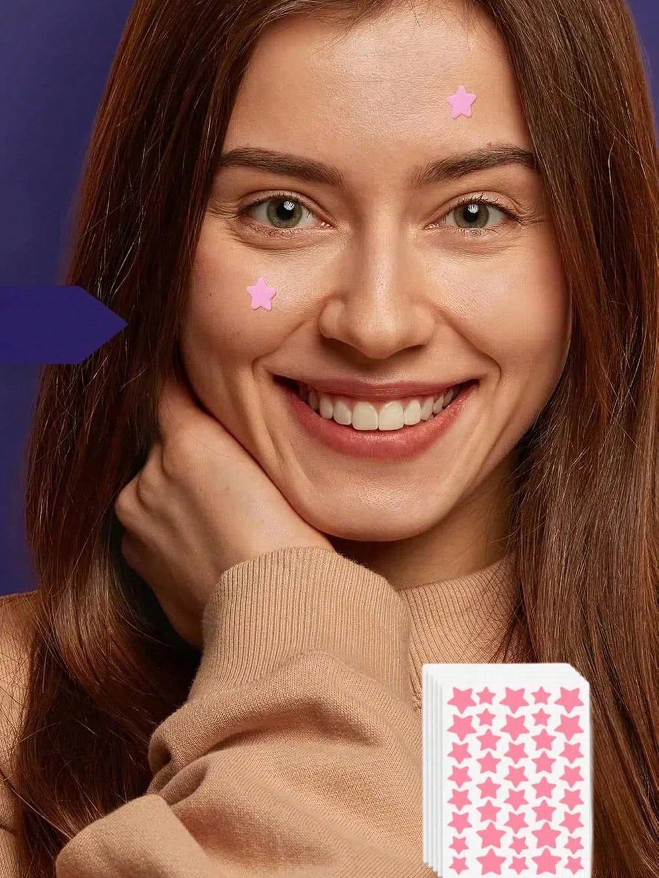1200pcs Star-Shaped Face Stickers, Cute Pastel Colors, Heart Stickers, Popular Patterns, Face Decals, Nearly Invisible, Suitable For All Skin Types, For Party/Bar Girls & Ladies, Compatible With All S