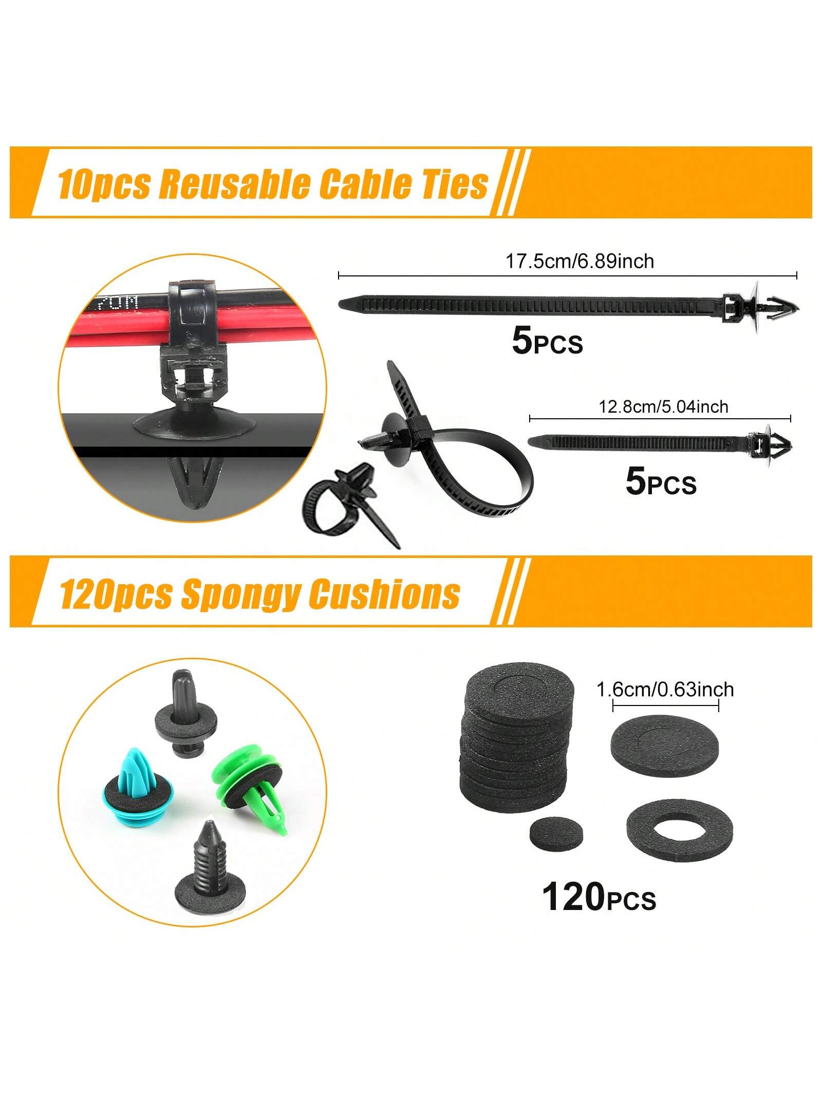 1240Pcs Car Push Retainer Clips & Auto Fasteners Kit,Universal Fit For Most Cars, 32 Most Popular Sizes Nylon Bumper Rivets With 10 Cable Ties And Fasteners Remover