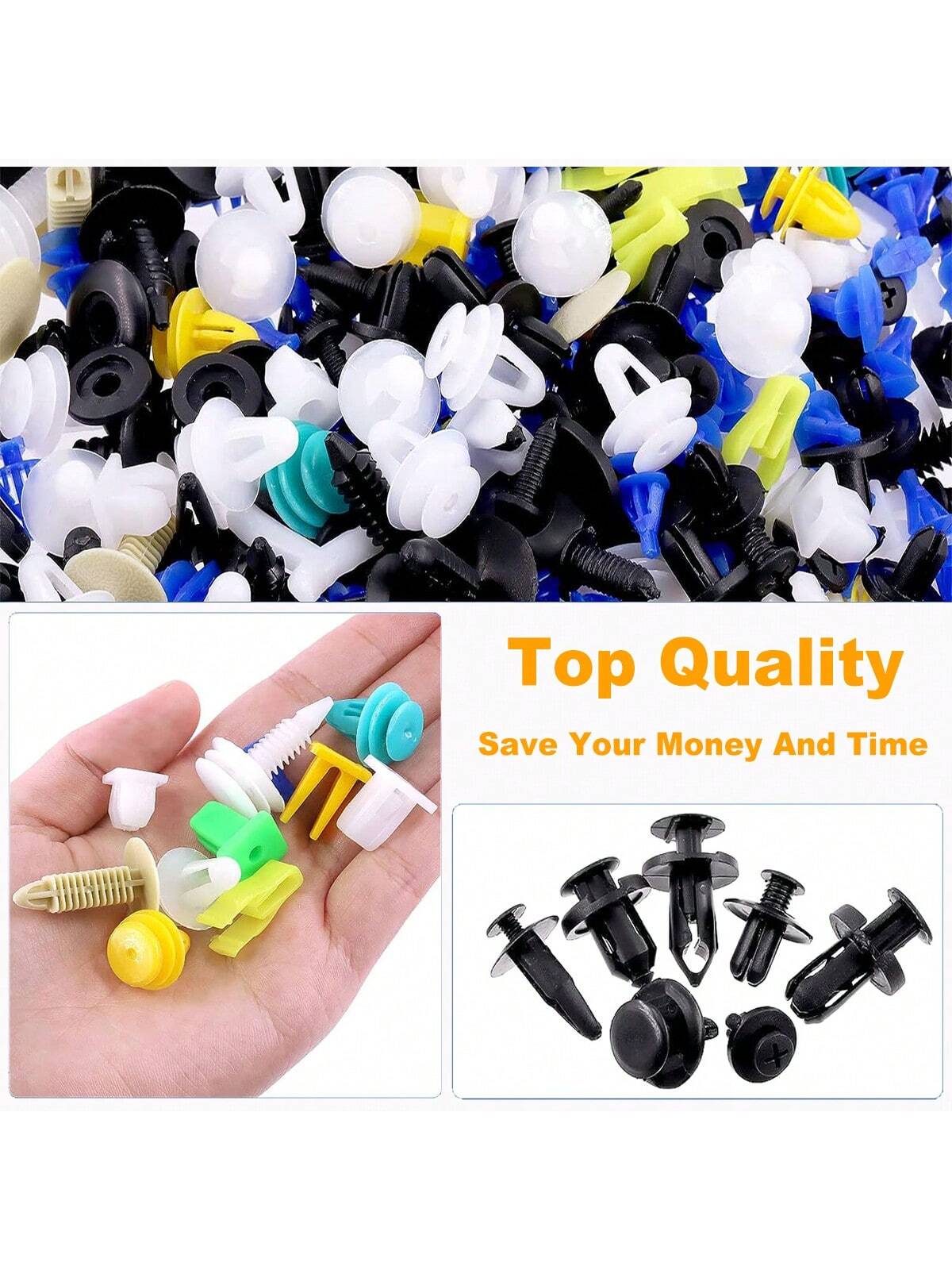 1240Pcs Car Push Retainer Clips & Auto Fasteners Kit,Universal Fit For Most Cars, 32 Most Popular Sizes Nylon Bumper Rivets With 10 Cable Ties And Fasteners Remover