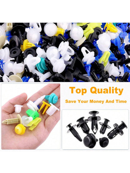 1240Pcs Car Push Retainer Clips & Auto Fasteners Kit,Universal Fit For Most Cars, 32 Most Popular Sizes Nylon Bumper Rivets With 10 Cable Ties And Fasteners Remover