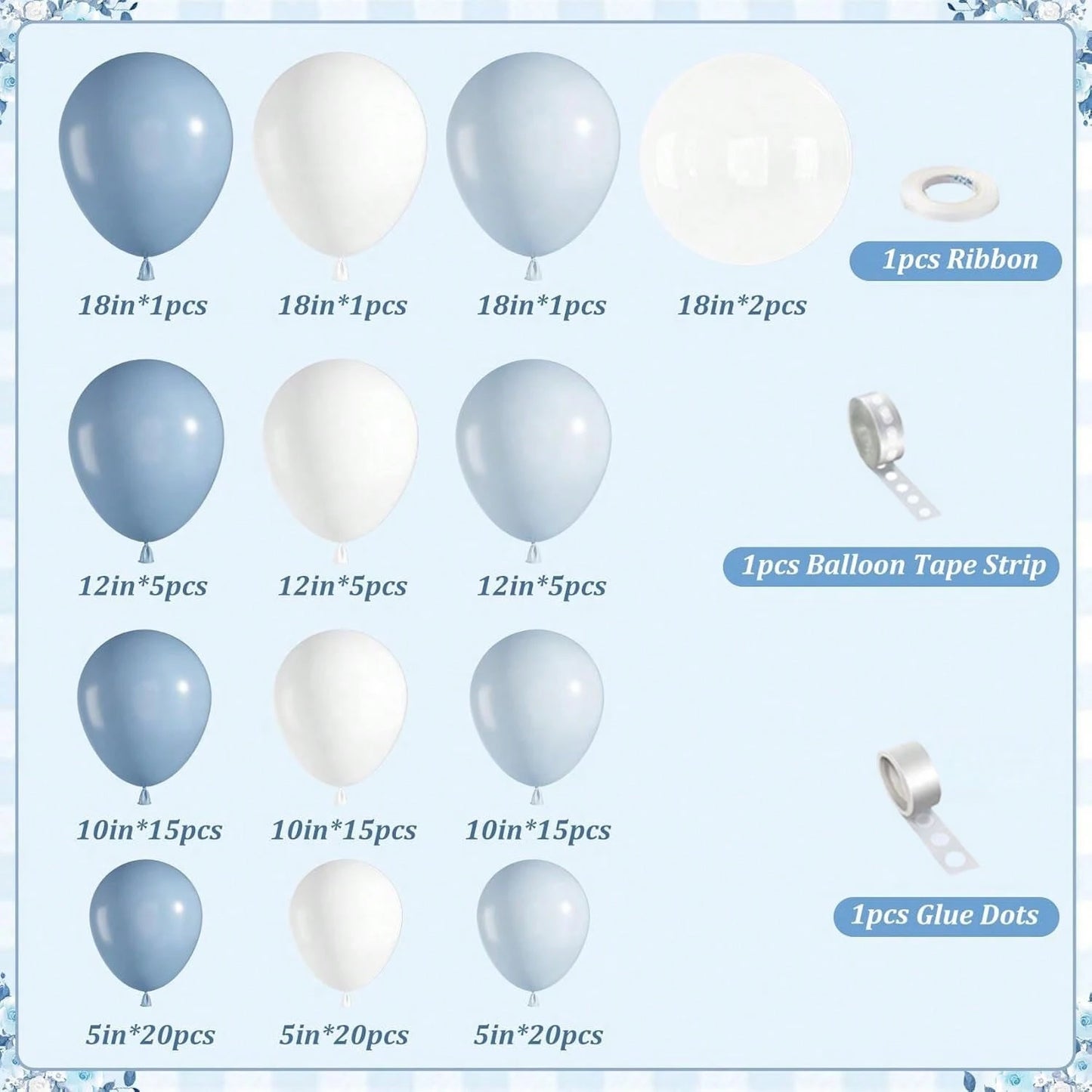 128pcs Dusty Blue Balloons Arch Garland Kit, Light Blue And White Balloon Arch Kit Pearl Pastel Blue Clear Balloon For Wedding Birthday Babyshower Bridal Gender Reveal Party Decorations