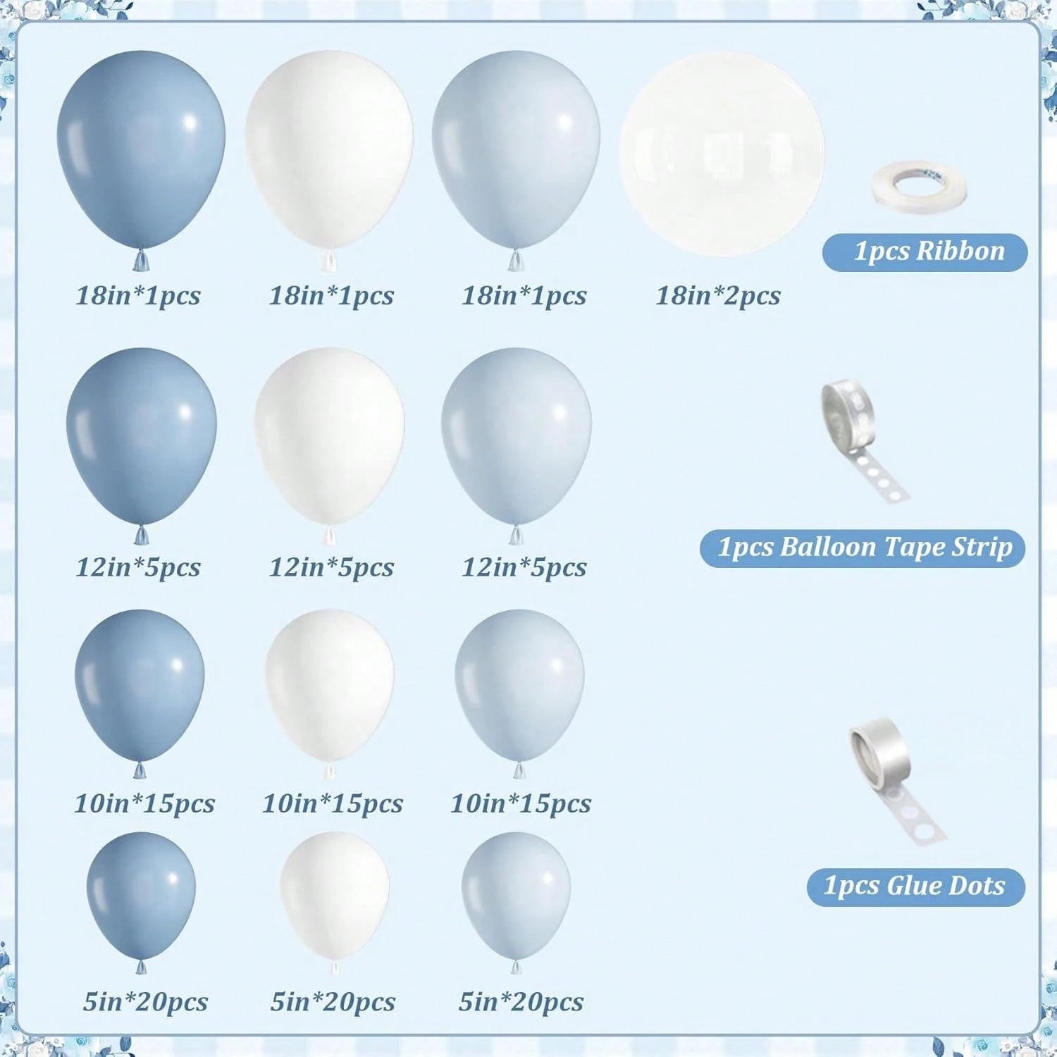 128pcs Dusty Blue Balloons Arch Garland Kit, Light Blue And White Balloon Arch Kit Pearl Pastel Blue Clear Balloon For Wedding Birthday Babyshower Bridal Gender Reveal Party Decorations
