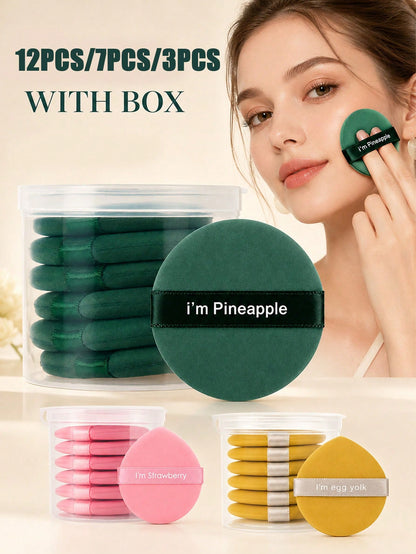 12pcs/7pcs/3pcs Multi-Functional Facial Makeup Cushion Powder Puff, Makeup Sponge, Dry And Wet Dual-Sided Use, Powder Puff, Fine Edging Resistant To Fraying, Makeup Sponge Quick And Even Application