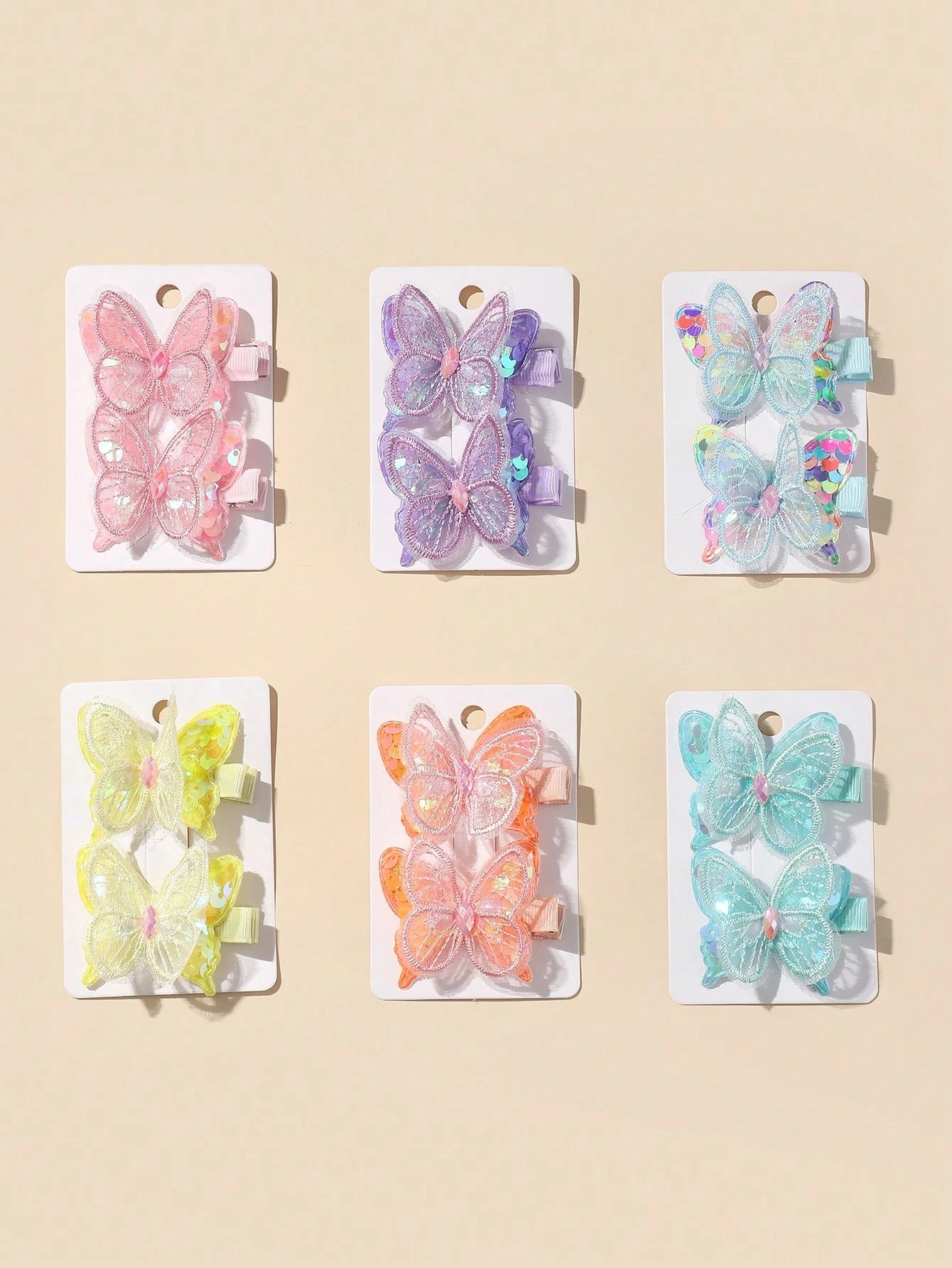 12pcs Colorful Butterfly Shaped Hair Clips For Babies Love Valentine