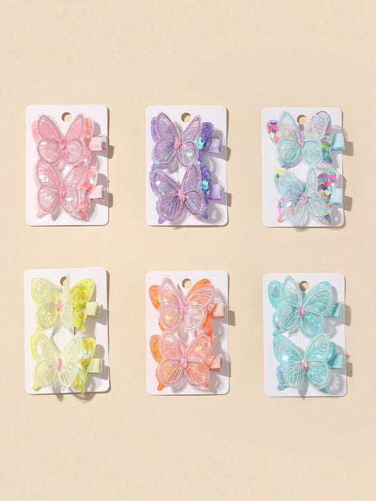 12pcs Colorful Butterfly Shaped Hair Clips For Babies Love Valentine