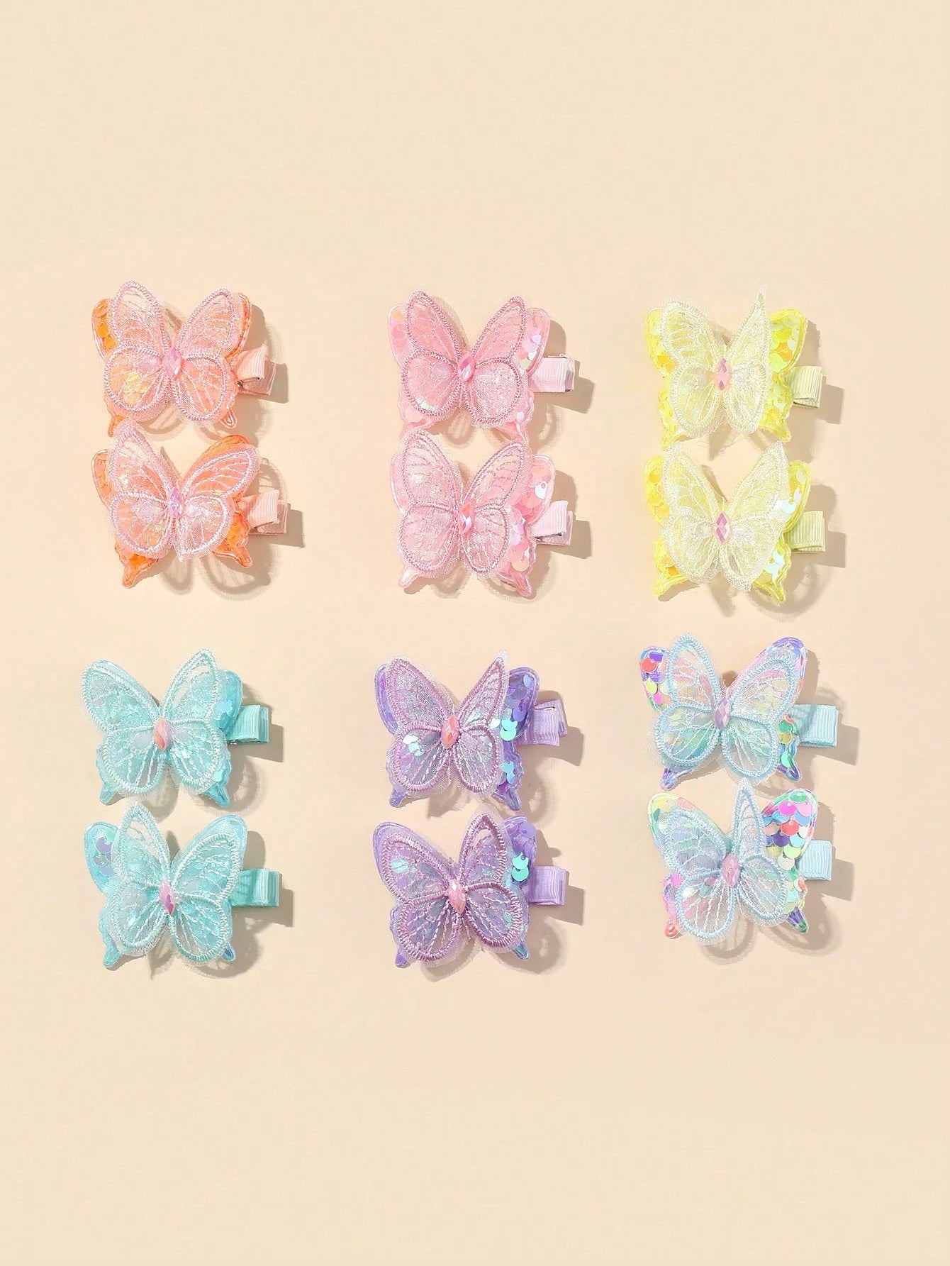 12pcs Colorful Butterfly Shaped Hair Clips For Babies Love Valentine