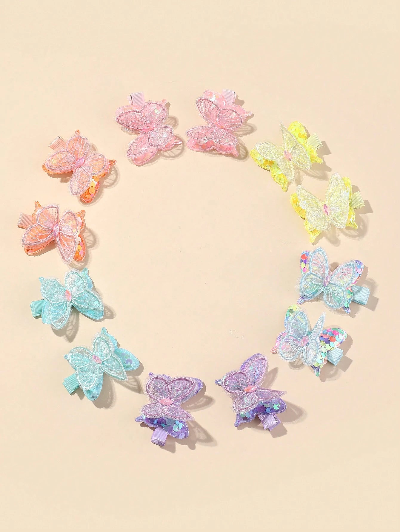 12pcs Colorful Butterfly Shaped Hair Clips For Babies Love Valentine