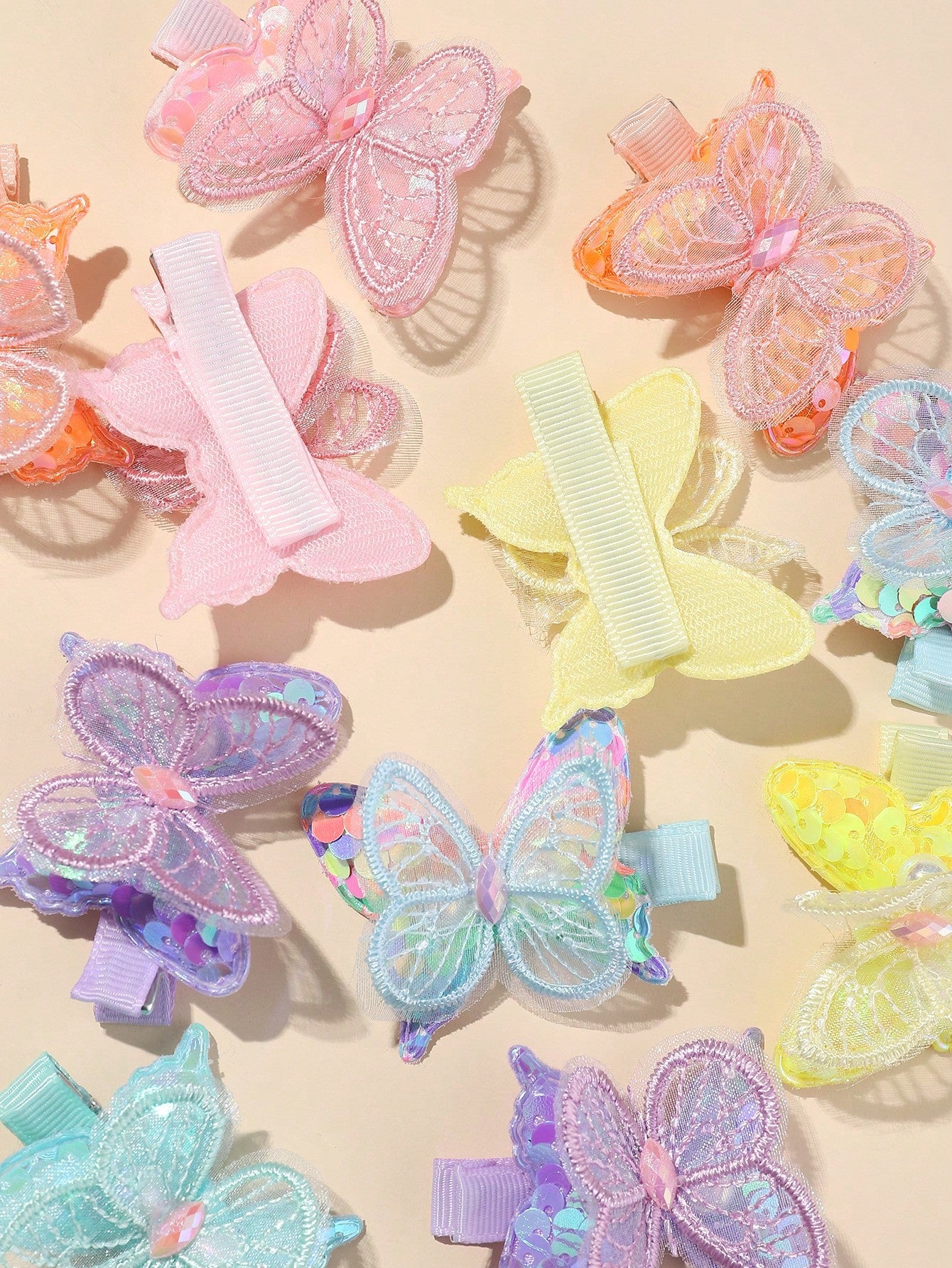 12pcs Colorful Butterfly Shaped Hair Clips For Babies Love Valentine