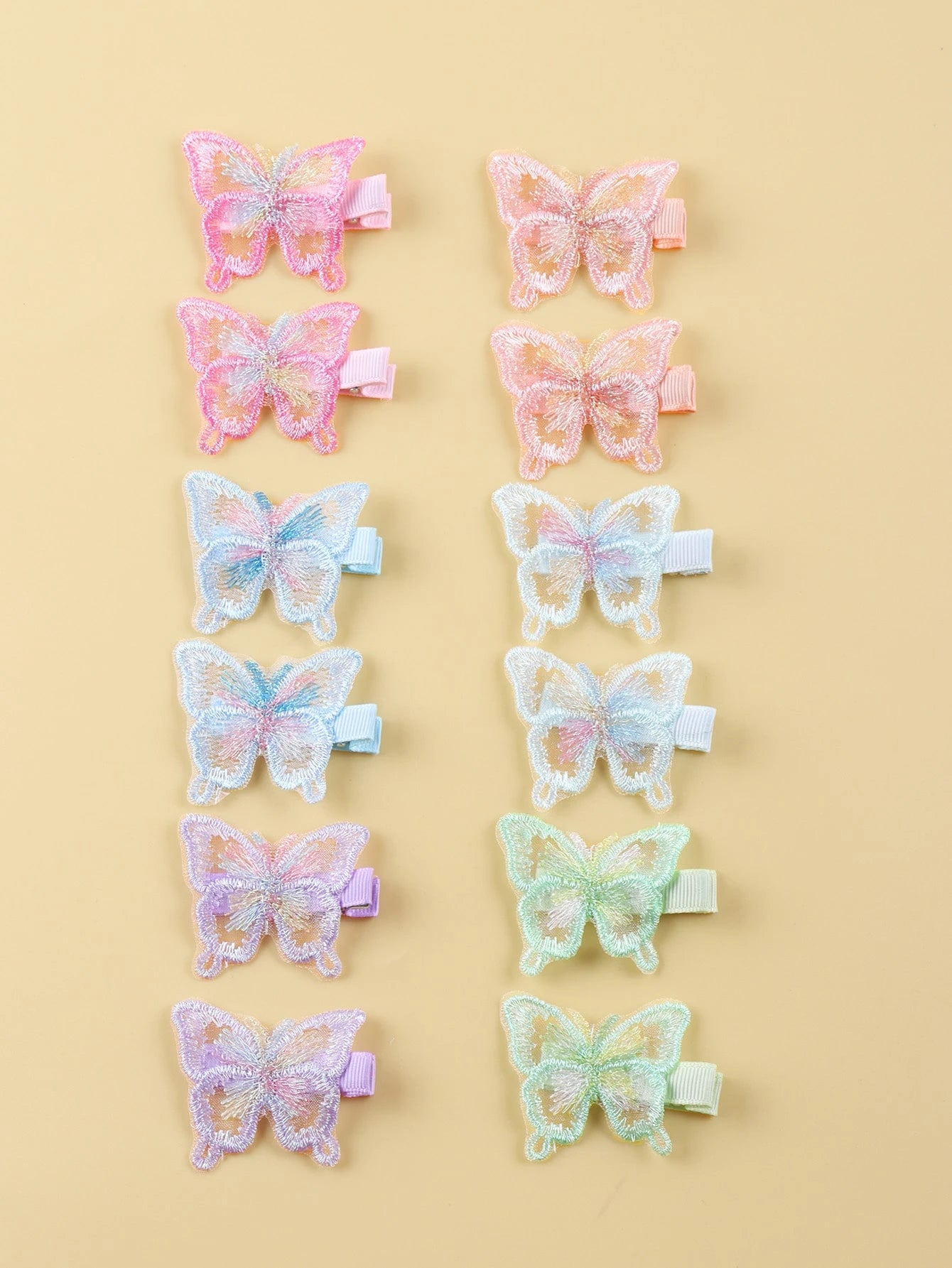 12pcs Colorful Butterfly Shaped Hair Clips For Babies Love Valentine
