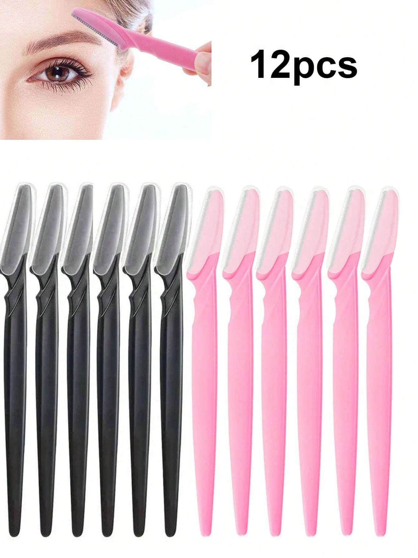 12pcs Women Eyebrow Razor, Face & Body Hair Trimmer, Shaver, Eyebrow Remover With Cover, Small Grooming Tool Set