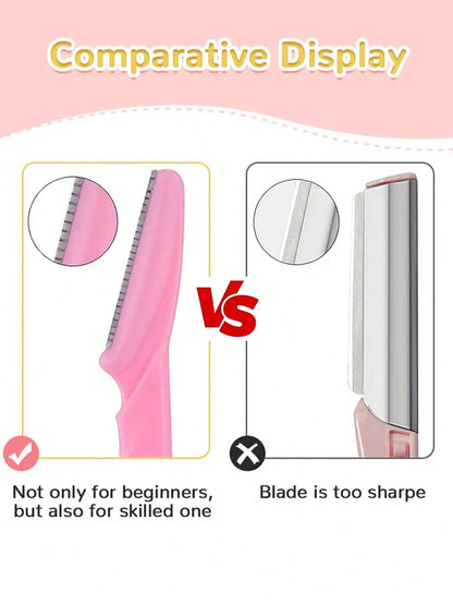 12pcs Women Eyebrow Razor, Face & Body Hair Trimmer, Shaver, Eyebrow Remover With Cover, Small Grooming Tool Set