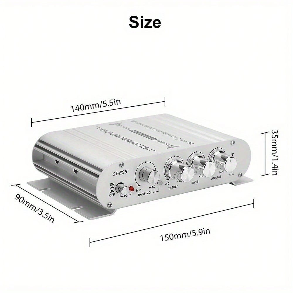 12V 400W 2.1-Channel Car Stereo Amplifier-High-Power Speaker Power Amplifier With Subwoofer Output, Can Adjust Bass Control Through RCA/AUX Input To Improve Sound Quality, Suitable For Car Stereo Upgr