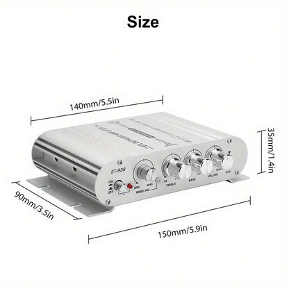12V 400W 2.1-Channel Car Stereo Amplifier-High-Power Speaker Power Amplifier With Subwoofer Output, Can Adjust Bass Control Through RCA/AUX Input To Improve Sound Quality, Suitable For Car Stereo Upgr